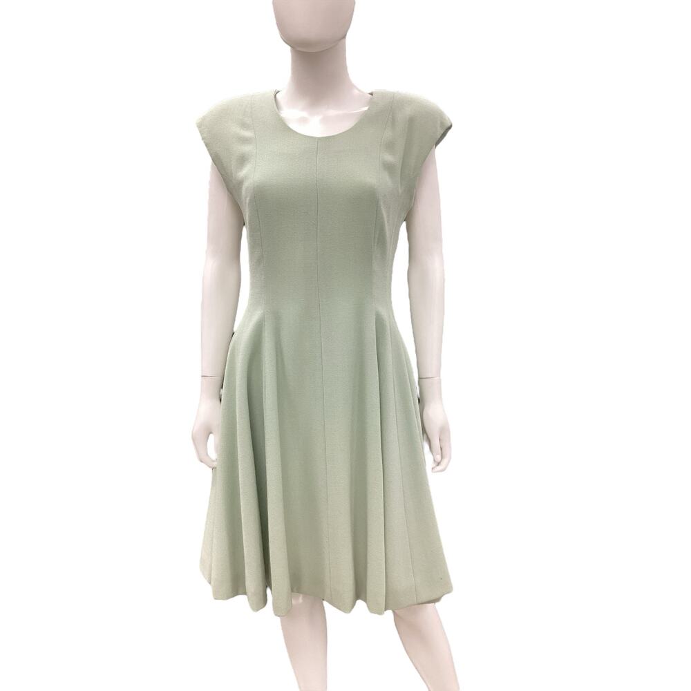 Vintage Pauline Trigere Dress Women’s Size M Midi Length Sleeveless Mint Green